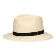 Handgeweven Panama Hoed met Medium Rand Borsalino , White , Heren