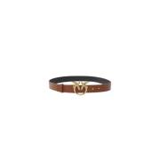 Omkeerbare leren Love Birds riem Pinko , Brown , Unisex