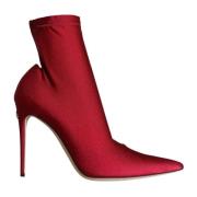 Kersenrode Stiletto Enkellaarzen Dolce & Gabbana , Red , Dames