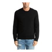 Effen Sweater met Logo Borduursels Michael Kors , Black , Heren