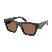 Schildpadzonnebril Donkere Bruine Lenzen Prada , Brown , Unisex