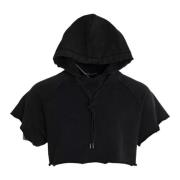 Zwarte Katoenen Hoodie Crop T-shirt Dolce & Gabbana , Black , Heren