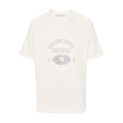 Wit Grafische Print Crew Neck T-shirt Golden Goose , White , Heren