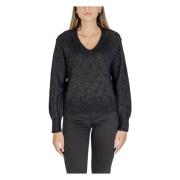 Zwart V-hals Gebreide Kleding Herfst/Winter Vila , Black , Dames