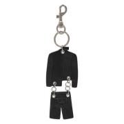 Studded Leather Keyring Versus Versace , Black , Unisex