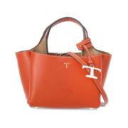 Oranje Leren Dames Tas met Handvatten Tod's , Orange , Dames