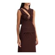 Kristal Tee met Asymmetrische Halslijn Christopher Esber , Brown , Dam...