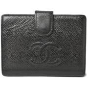 Pre-owned Leather wallets Chanel Vintage , Black , Dames