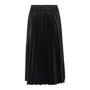 Geplooide Rok in Pitch Black Cream , Black , Dames