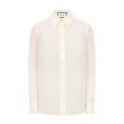 Zijden Iconisch Logo Shirt Gucci , Beige , Dames