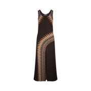 Lurex Jacquard Mouwloze Uitlopende Jurk Paco Rabanne , Multicolor , Da...