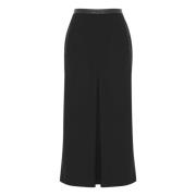 Midi Leren Rok met Zakken Saint Laurent , Black , Dames