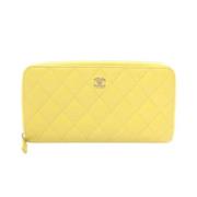 Pre-owned Leather wallets Chanel Vintage , Yellow , Dames