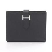 Pre-owned Leather wallets Hermès Vintage , Black , Dames