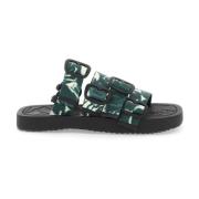 Nylon sandalen met rozenprint Burberry , Black , Heren