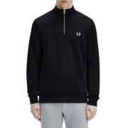 Half Zip Sweater Zwart Katoen Fred Perry , Black , Heren