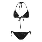 Glamour Foiled Driehoek Bikini Balmain , Black , Dames