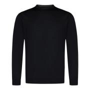 Zwarte Merinowol Ronde Hals Sweater Low Brand , Black , Heren