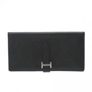 Pre-owned Leather wallets Hermès Vintage , Black , Dames