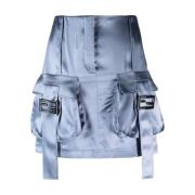 Poederblauwe Satijnen Baguette Rok Fendi , Blue , Dames