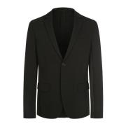 Luxe Logo Detail Wollen Blazer Fendi , Black , Heren