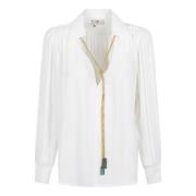 Ivoor Chain-Link V-Hals Shirt Elisabetta Franchi , White , Dames