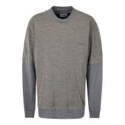 Wollen T-Shirt met Lange Mouwen en Padding Magliano , Gray , Heren