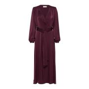 Elegante Gedrapeerde Jurk Cream , Purple , Dames