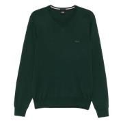 Wollen gebreide kleding met geborduurd logo Hugo Boss , Green , Heren