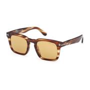 Heren Vierkante Zonnebril Havana Glanzend Tom Ford , Brown , Heren