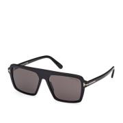 Heren Zonnebril Vierkant Zwart Glanzend Tom Ford , Black , Dames