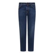 Blauwe Slim Fit Jeans met Logo Borduursel Jacob Cohën , Blue , Heren