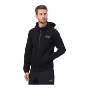 Zwarte hoodie met volledige rits Emporio Armani , Black , Heren