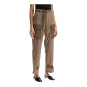 Nylon Cargo Broek met Uitbreidbare Zakken Sacai , Beige , Dames