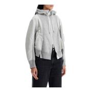 Hybride Rits Hoodie Sacai , Gray , Dames