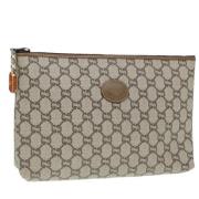 Pre-owned Canvas clutches Gucci Vintage , Beige , Dames