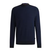 Blauwe Sweater Regular Fit Bicolor Hugo Boss , Blue , Heren