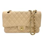 Pre-owned Leather chanel-bags Chanel Vintage , Beige , Dames