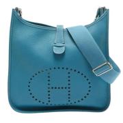 Pre-owned Leather shoulder-bags Hermès Vintage , Blue , Dames