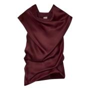 Bordeaux Zijden Top met Cowl Halslijn Khaite , Red , Dames