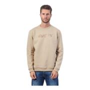 Beige Sweatshirt met Lange Mouwen van Katoen Guess , Beige , Heren