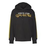 Zwarte hoodie met kettinglogo Versace , Black , Heren