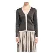 Metallic Gebreide V-Hals Vest Zimmermann , Black , Dames