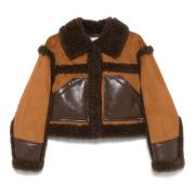 Bruine Faux Shearling Jas met Zakken Stand Studio , Brown , Dames