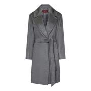 Kasjmier Grijze Jas met Brede Revers Max Mara , Gray , Dames