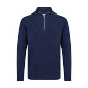 Gebreide Half-Zip Pullover Sweater Resteröds , Blue , Heren