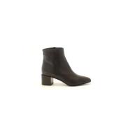 Leren enkellaars met puntige neus en 5 cm hak Albano , Black , Dames