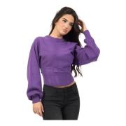 Paarse Pofmouw Ronde Hals Top Silvian Heach , Purple , Dames