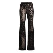 Zwart Jacquard Velvet Flare Broek Etro , Black , Dames