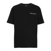 Oversized katoenen T-shirt met klein Parijs logo Balmain , Black , Her...